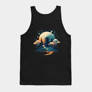 Japanese Temple Tokyo  Asian Inspired Retro Japan Tank Top